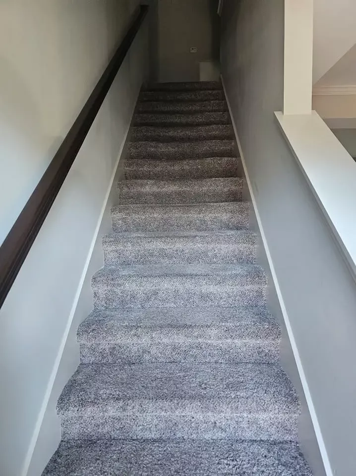 Staircase carpet vacuumed step by step, cleaned by Dust Free By DD in Cleveland, TN
